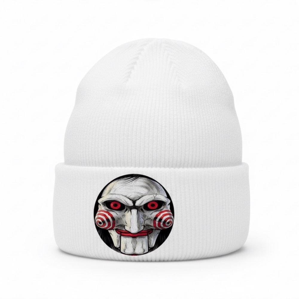 Jigsaw Saw Horror White Beanie